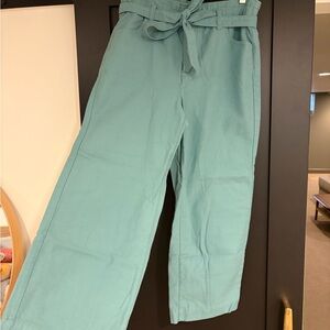 J. Crew Factory Green Wide-Leg Pants with Belt - 8